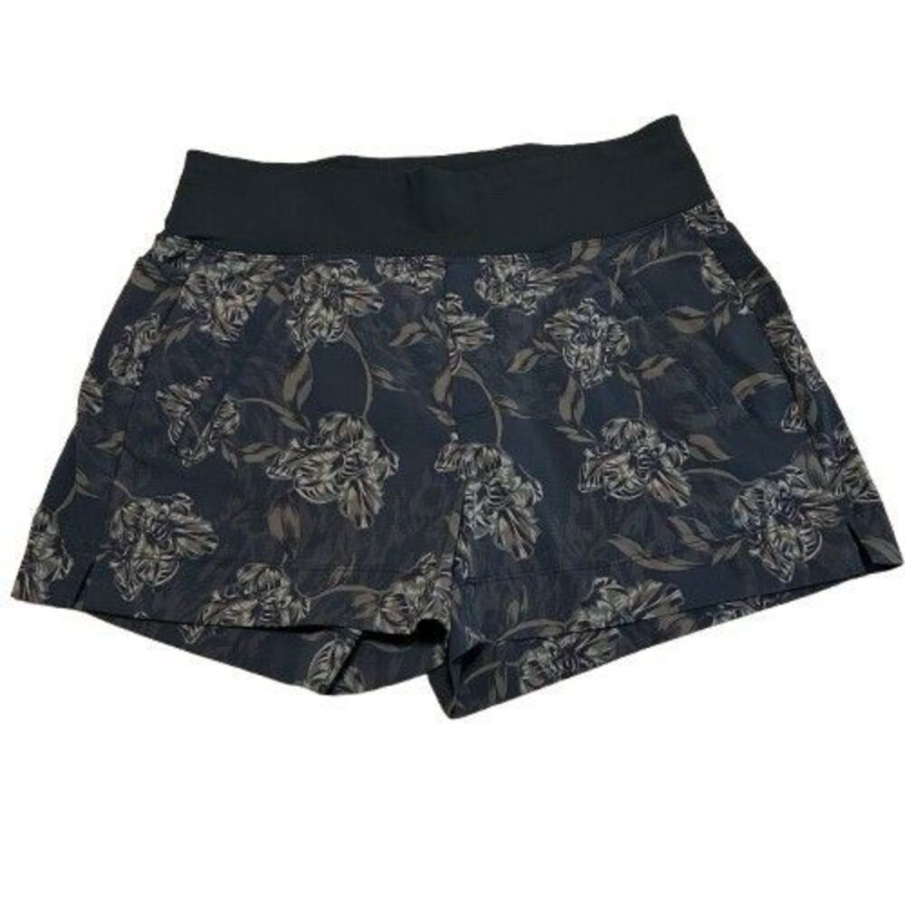 Athleta Trekkie North Printed Shorts Womens Size 4 Olive Green Floral 3.5"